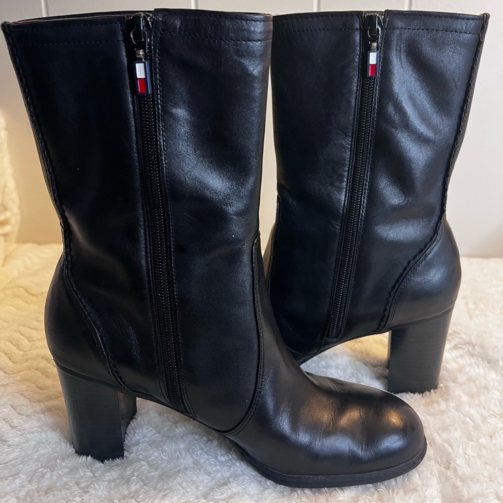 EUC Tommy Girl Black Leather Boots, 7.5